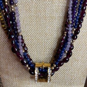 Joan Rivers Purple and Gold Beaded Necklace